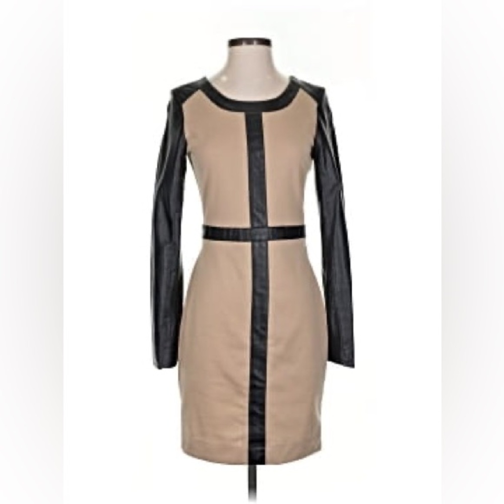 Women’s Love & Liberty Beige Colorblock Lamb Leather Trim Dress - Size S